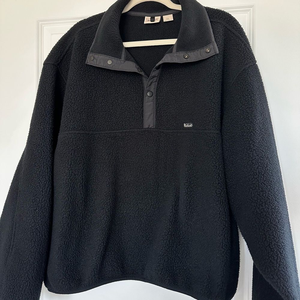 Vintage Woolrich Polartec Fleece Snap Pullover Jacket Black Men’s 2XL